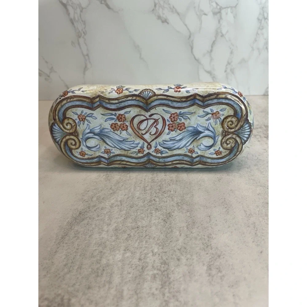 Brighton Sunglasses Tin Metal Case Holder Felt Lined Feather Heart Designer